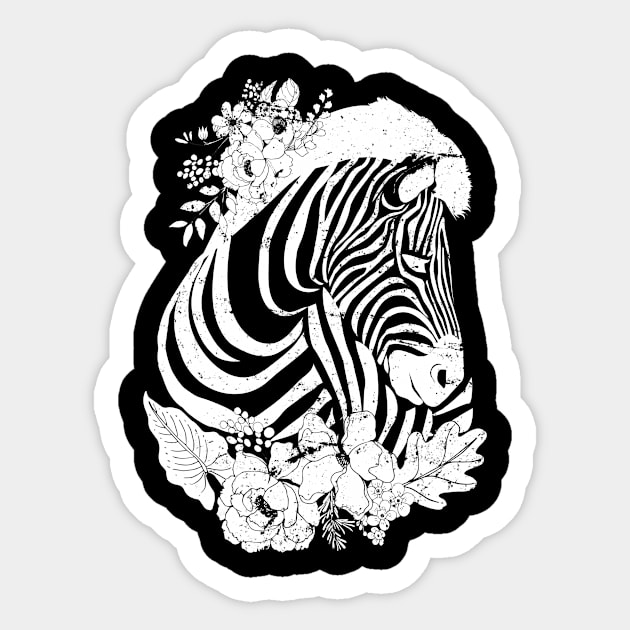 Vintage Flower Zebra Sticker by shirtsyoulike